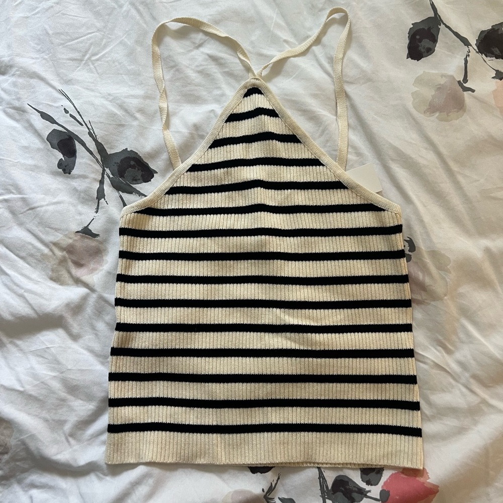 from palmer Striped halter top - Black and Cream